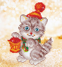 Diamond Painting Kit: Christmas Kitten Glow