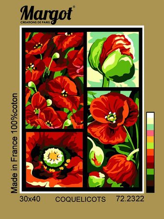 Margot Printed Tapestry Canvas - 30 x 40cm - Poppies