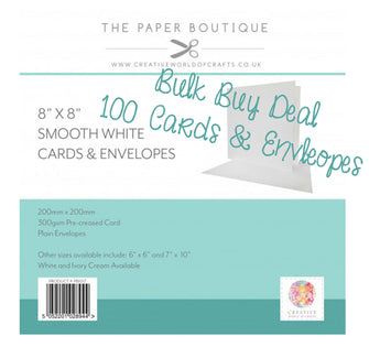 Pack of 100 8" x 8" White Cards and Envelopes - 300gsm