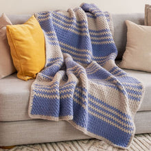 CROCHET PATTERN DOWNLOAD - Bernat Forever Fleece Linen Stitch Stripes Crochet Blanket