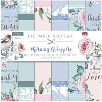 The Paper Boutique Morning Whispers 8" x 8" Decorative Panel & Sentiment Pad