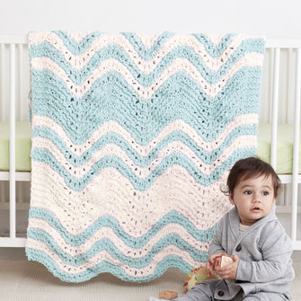 Bernat Garter Ripple Stripes Knit Baby Blanket