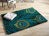 Printed Canvas Latch Hook Rug Kit - Peacock Feathers 100cm x 150cm