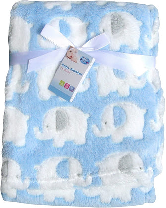 First Steps Luxury Soft Fleece Baby Blanket in Cute Elephant Design 75 x 100cm for Babies from Newborn